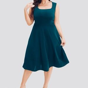 Size 12 – Bloomchic Teal Fit & Flare Sleeveless Dress NWT
